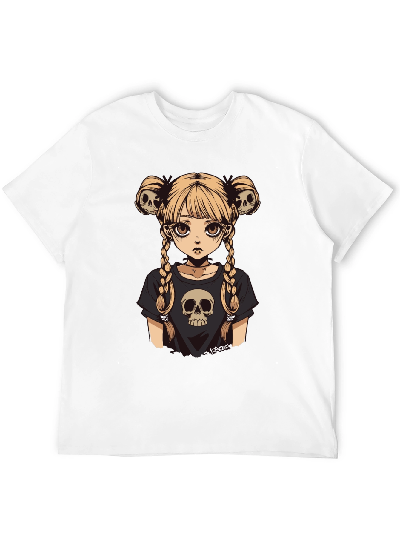 Gothic Girl Skull Tee - Edgy Anime Style