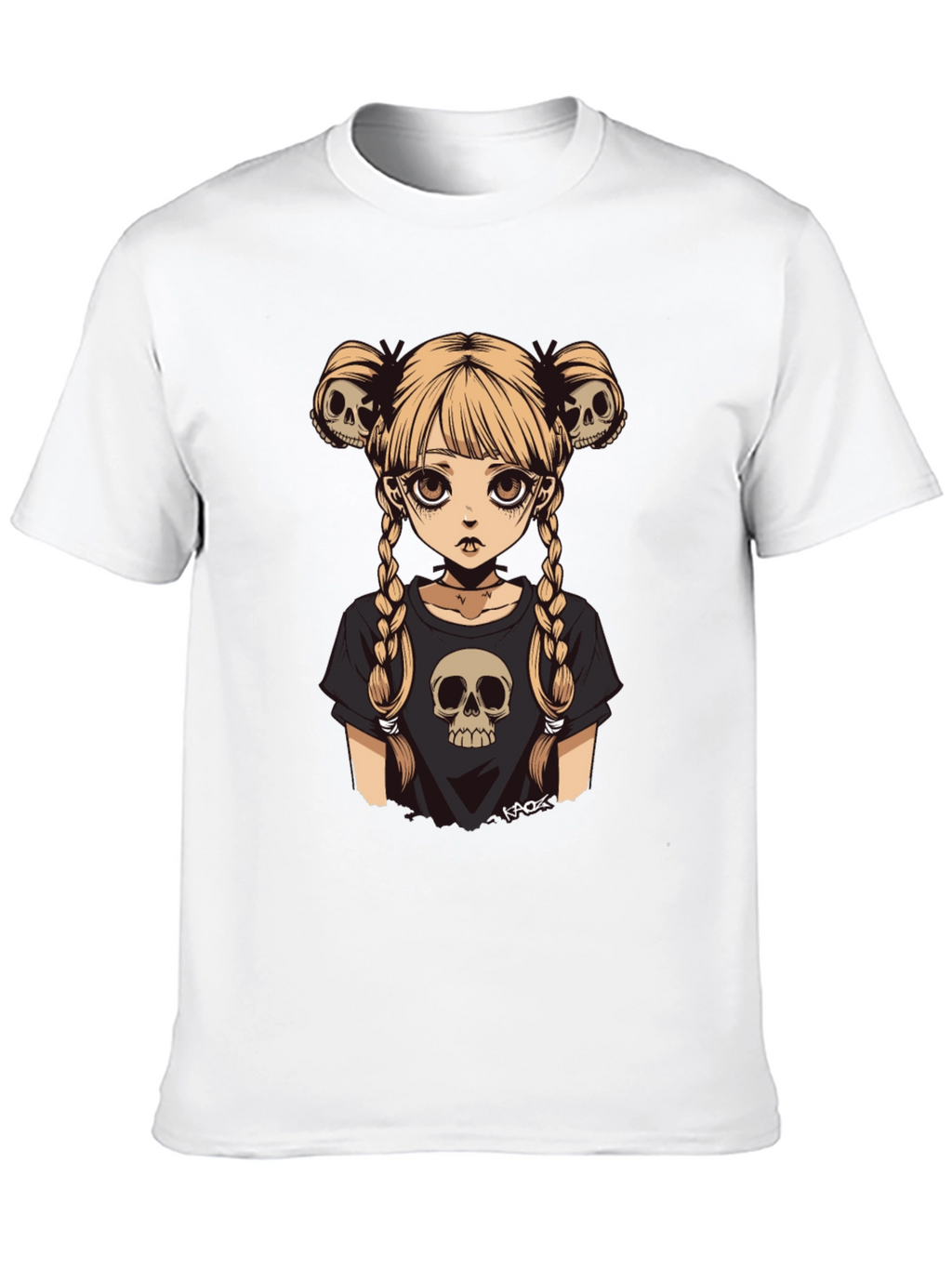 Gothic Girl Skull Tee - Edgy Anime Style