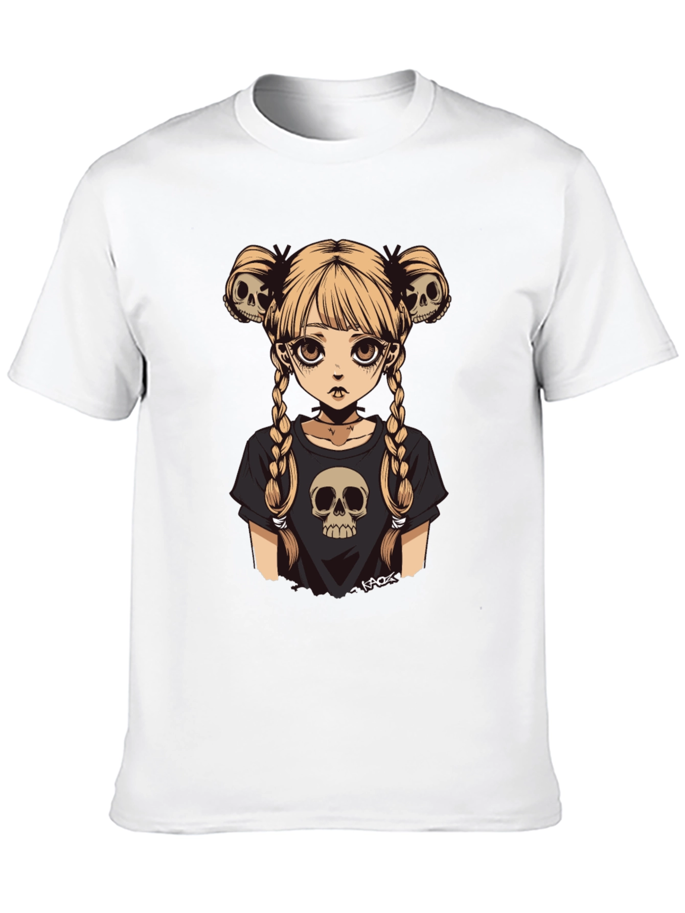 Gothic Girl Skull Tee - Edgy Anime Style