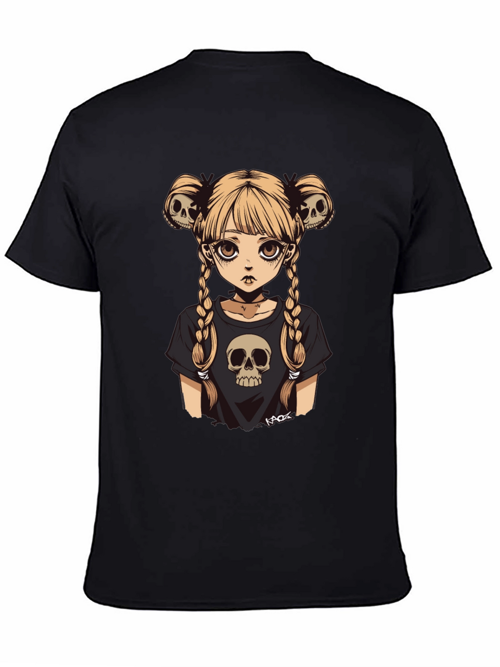 Gothic Girl Skull Tee - Edgy Anime Style