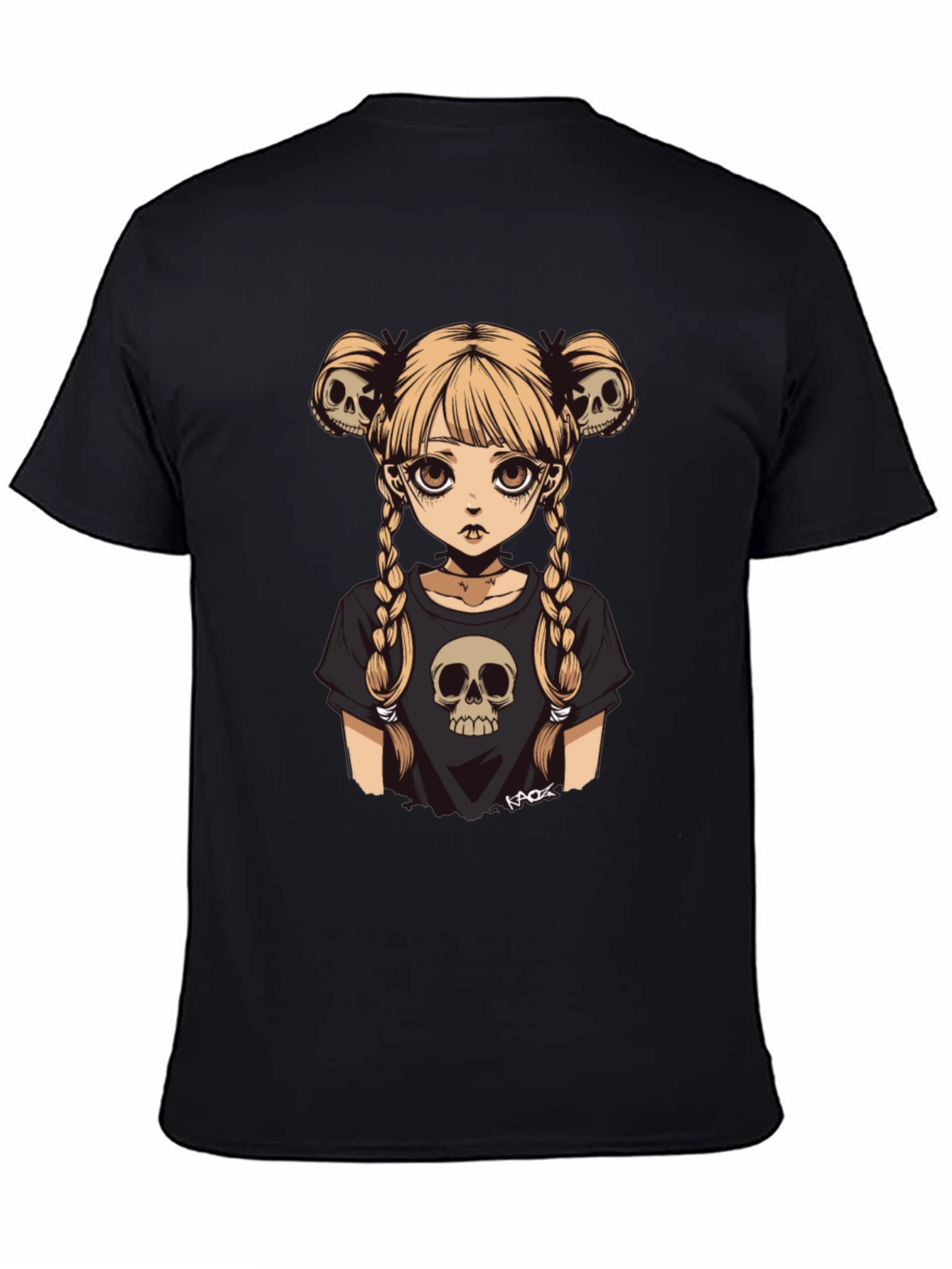 Gothic Girl Skull Tee - Edgy Anime Style