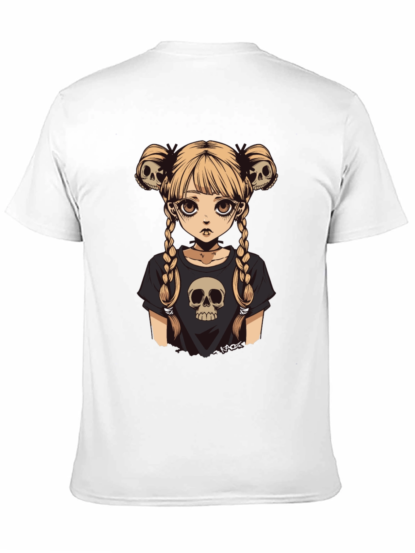 Gothic Girl Skull Tee - Edgy Anime Style