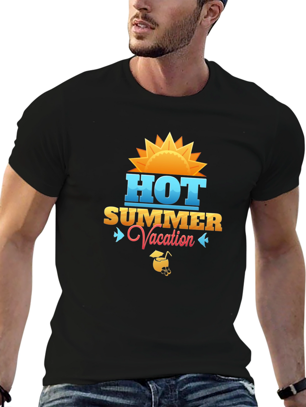 Hot Summer Vacation Black T-Shirt