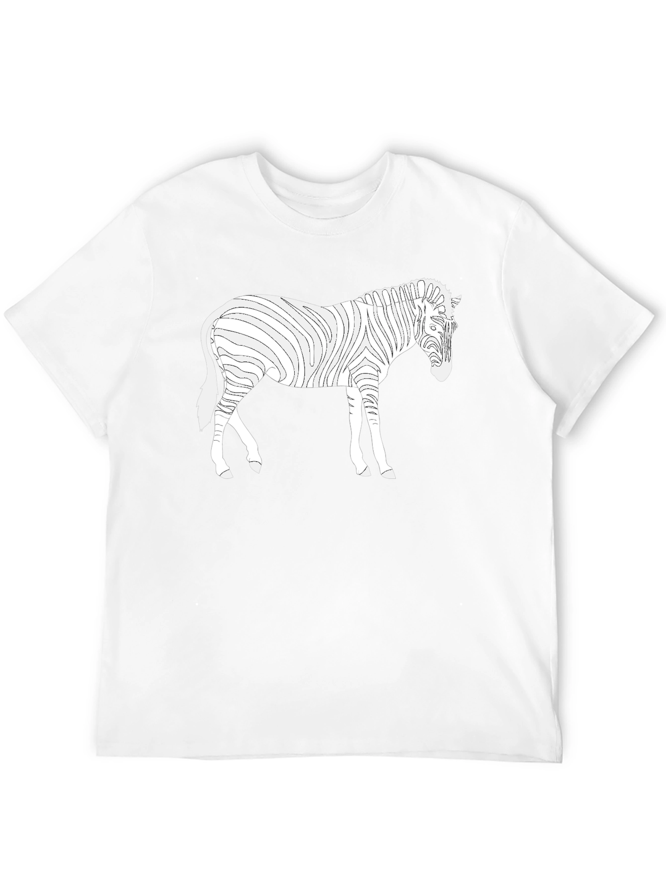 Zebra Line Art Tee - Black Cotton Casual T-Shirt