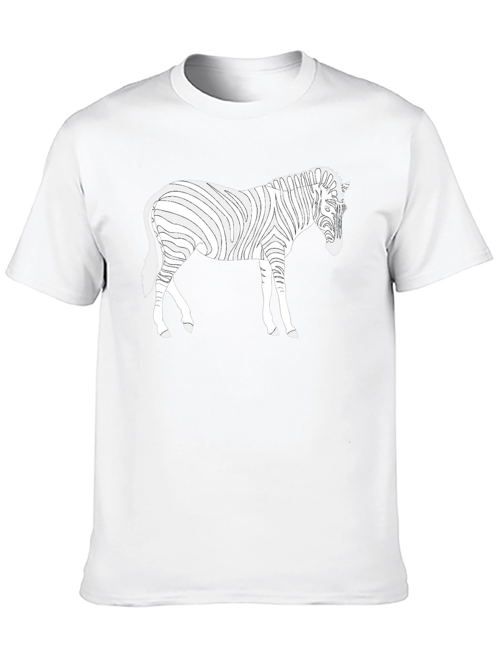 Zebra Line Art Tee - Black Cotton Casual T-Shirt