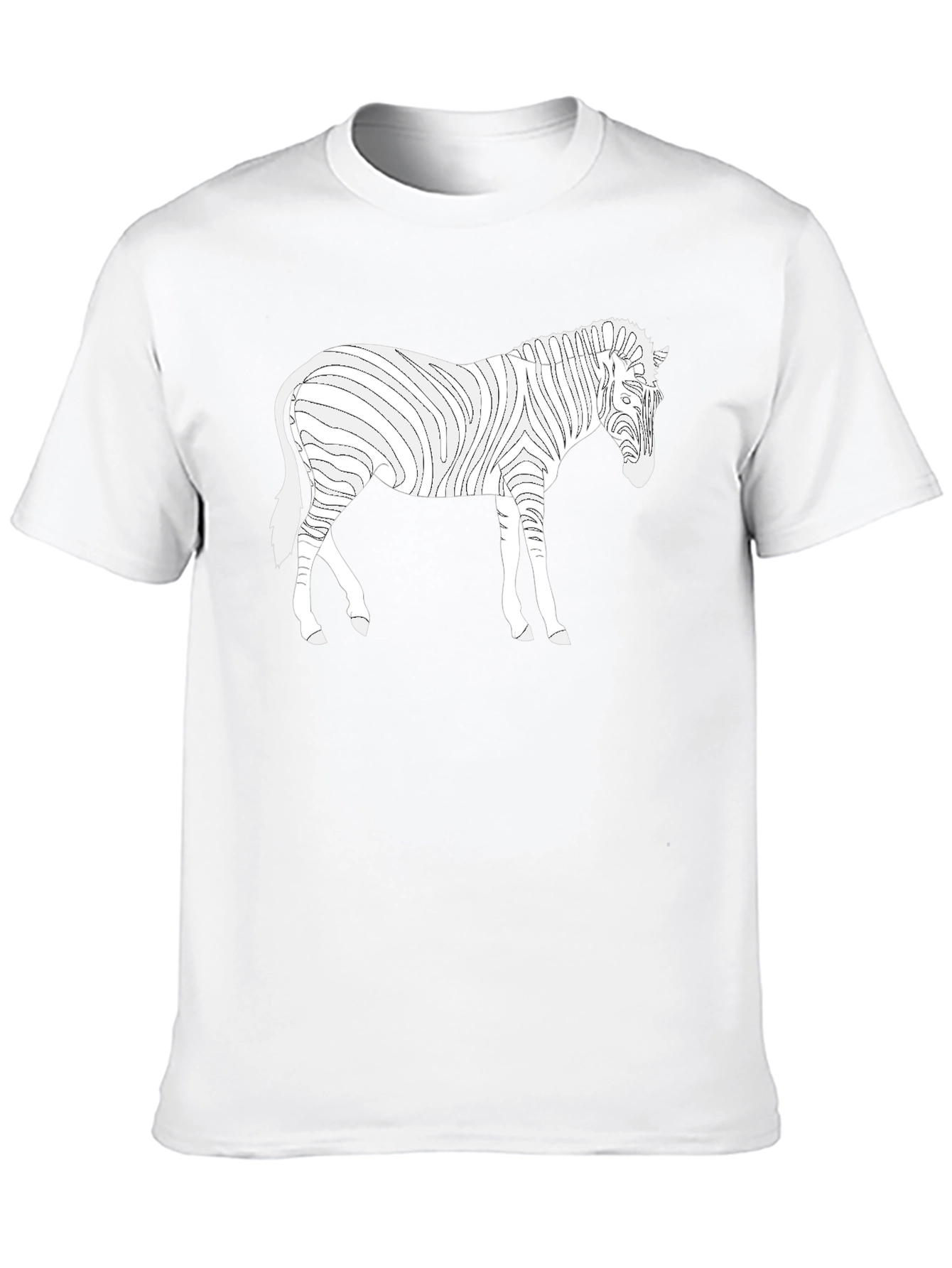 Zebra Line Art Tee - Black Cotton Casual T-Shirt