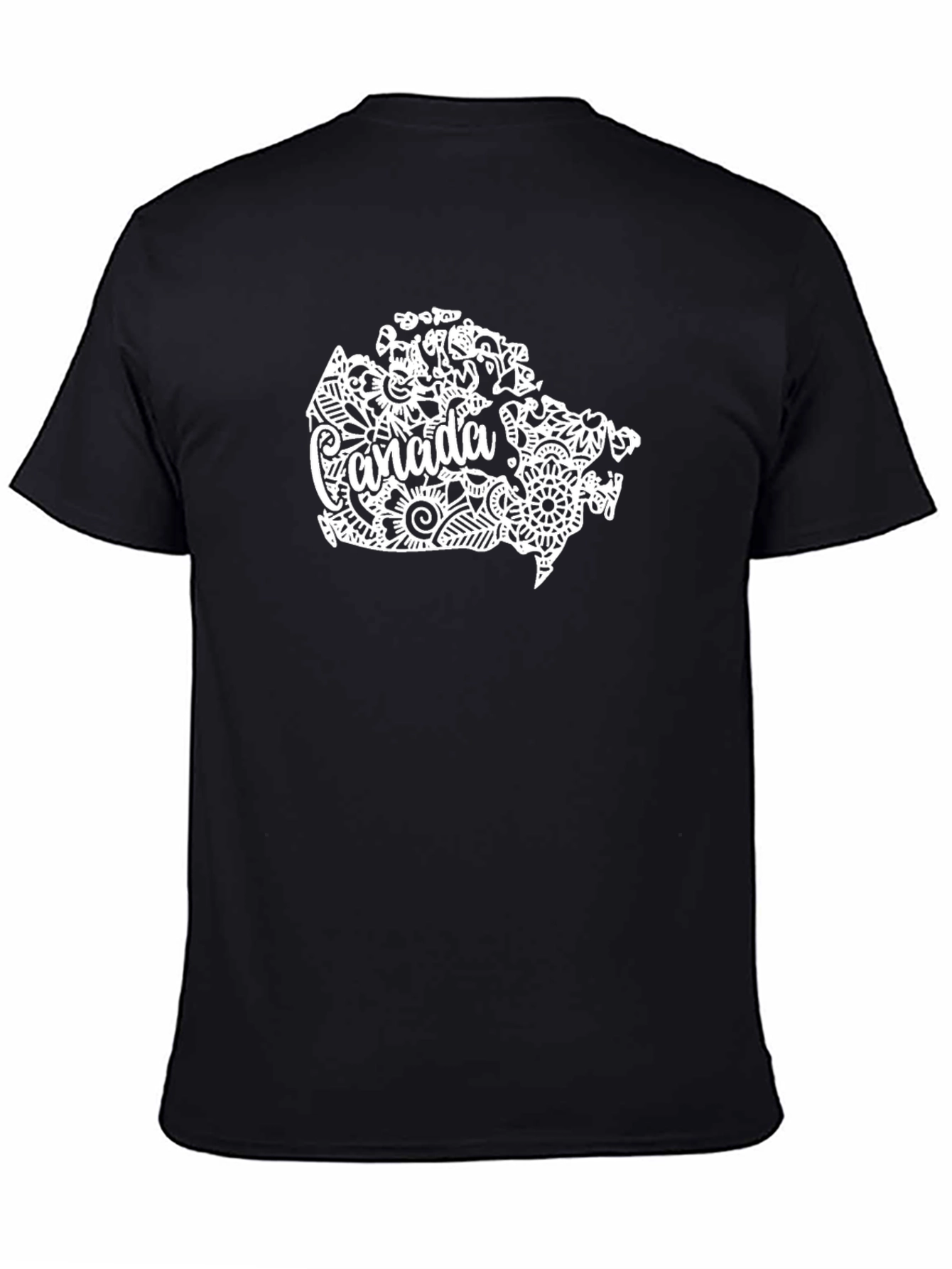 Canada Map Floral T-Shirt - Black Short Sleeve