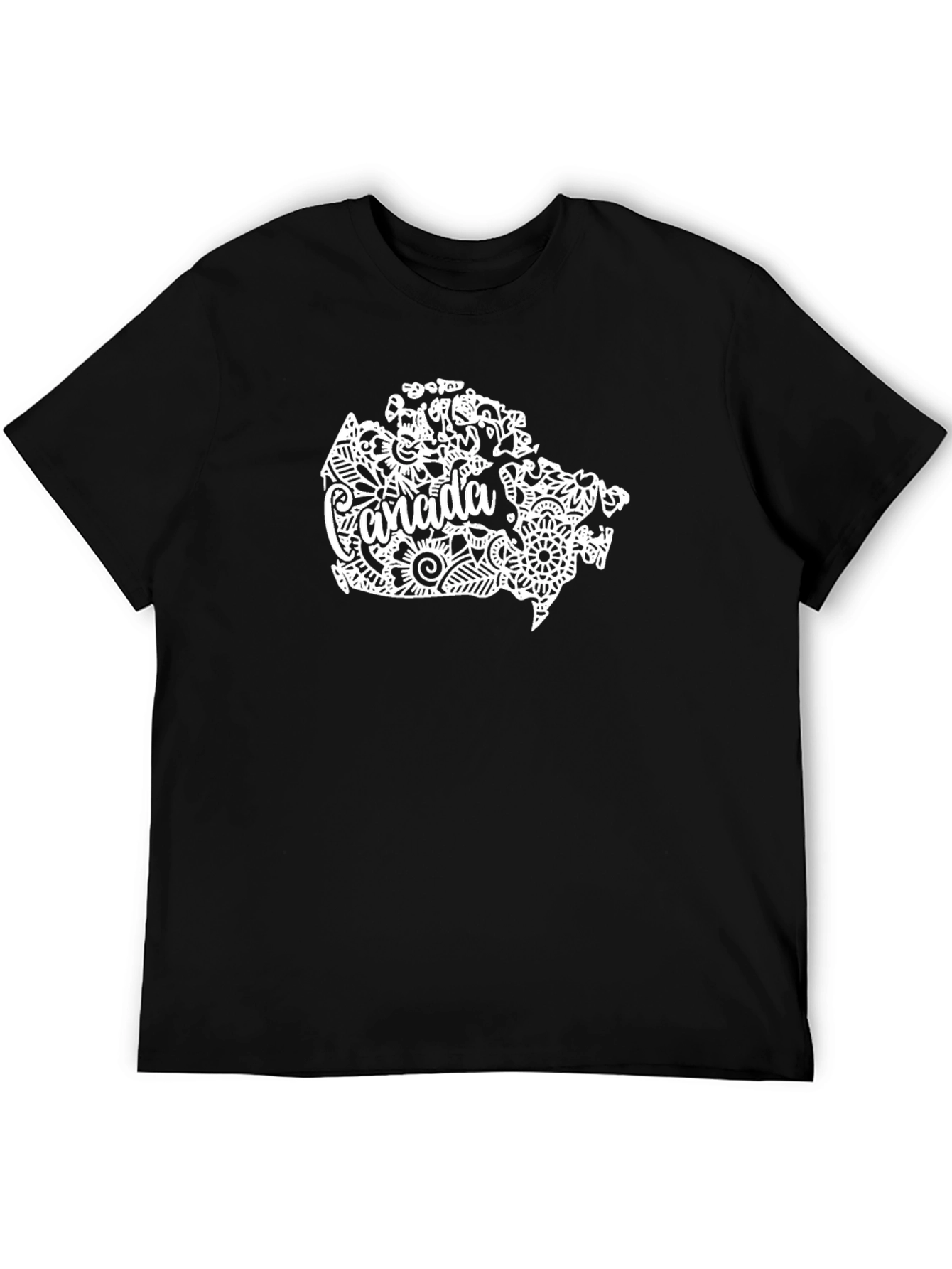 Canada Map Floral T-Shirt - Black Short Sleeve