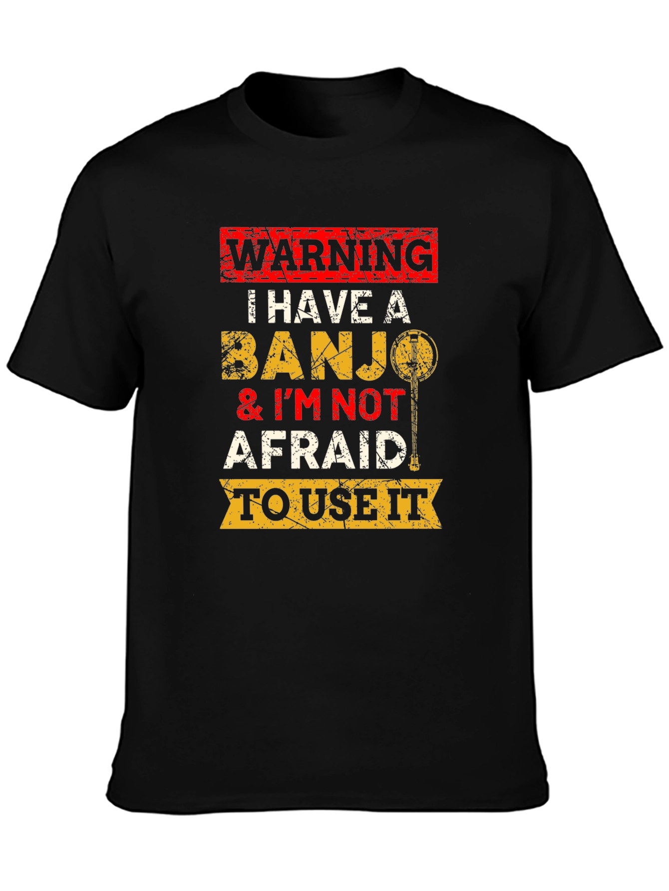 Warning Banjo T-Shirt Funny Musician Tee