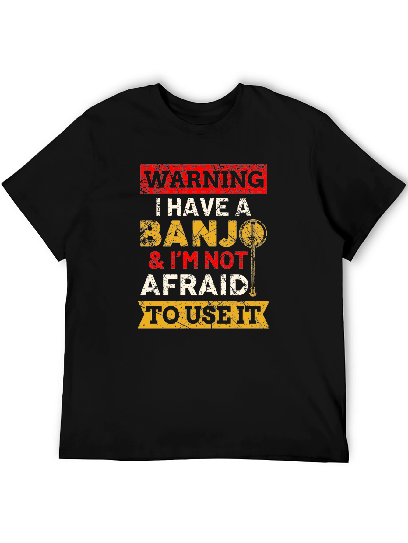 Warning Banjo T-Shirt Funny Musician Tee