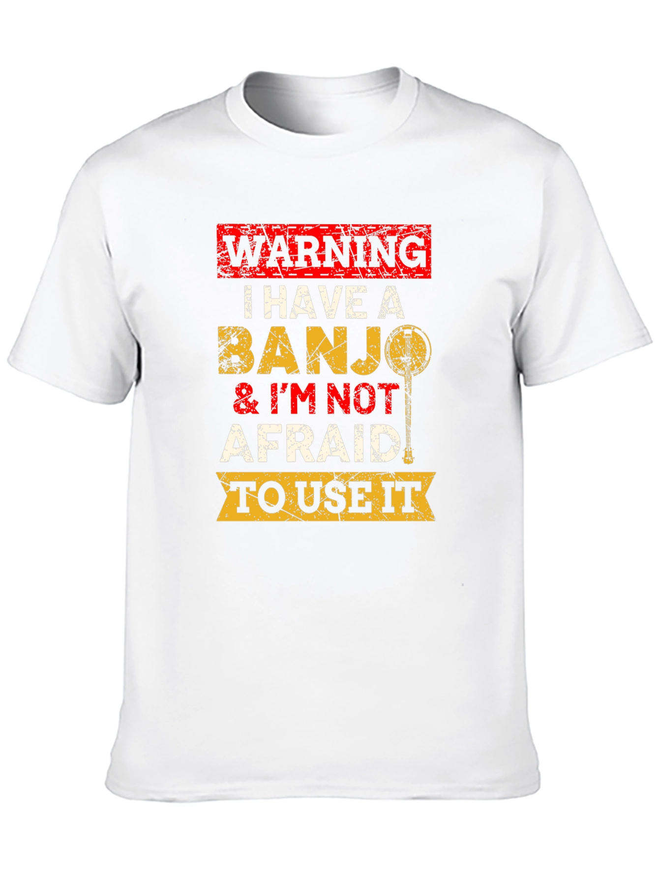 Warning Banjo T-Shirt Funny Musician Tee