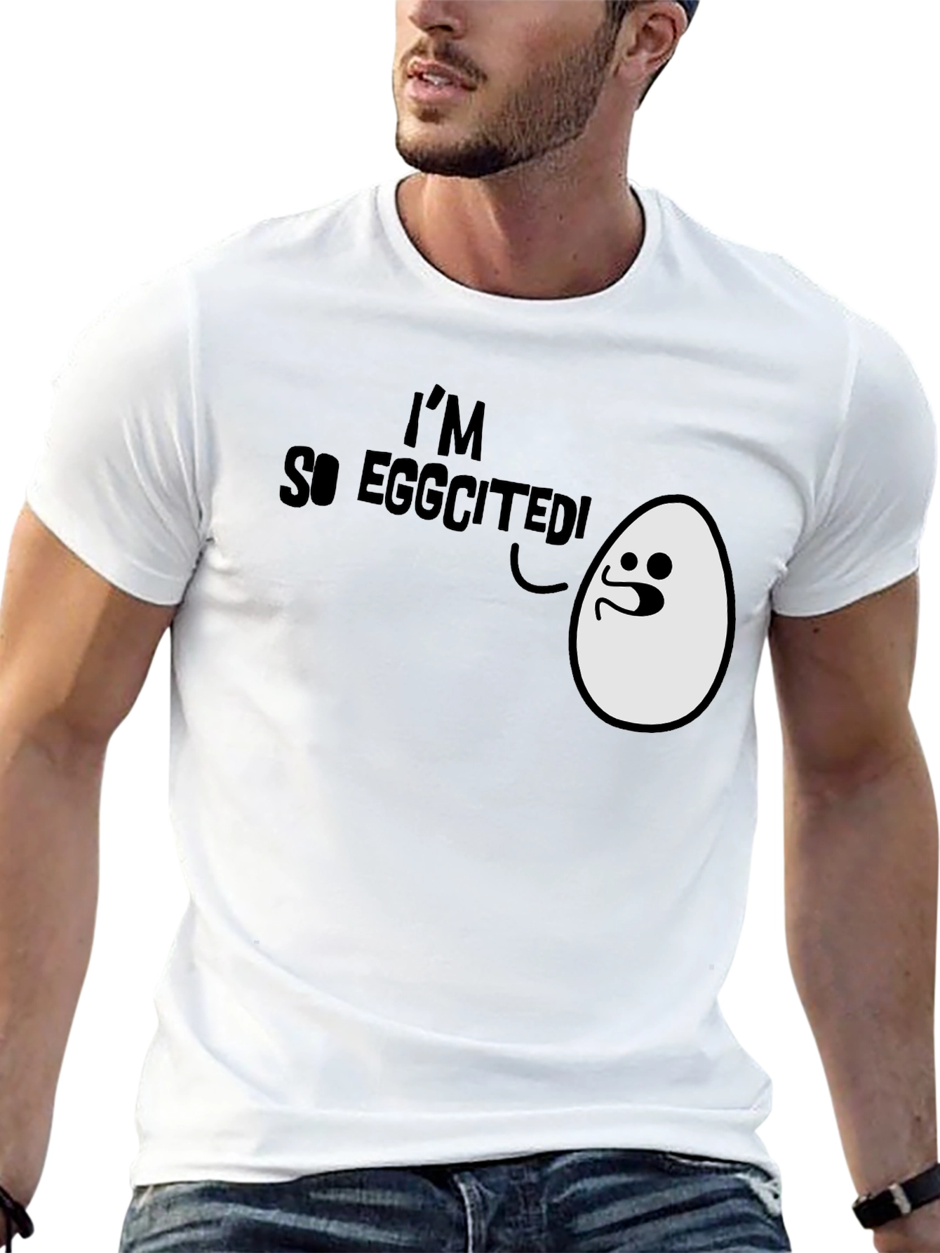 Im So Eggcited! Funny Egg Humor Black T-Shirt