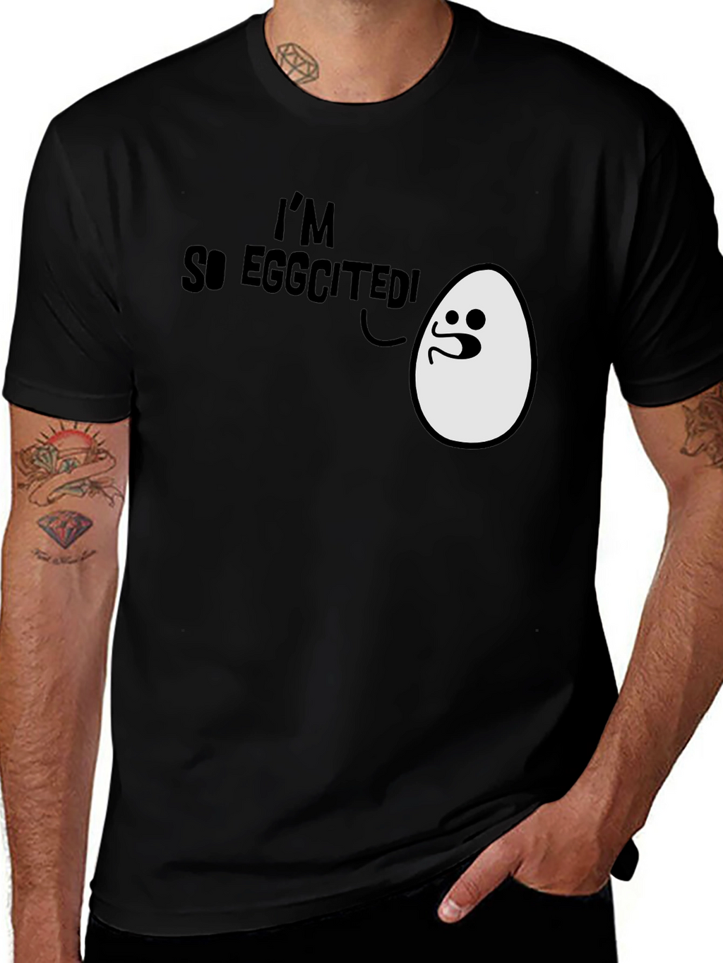 Im So Eggcited! Funny Egg Humor Black T-Shirt