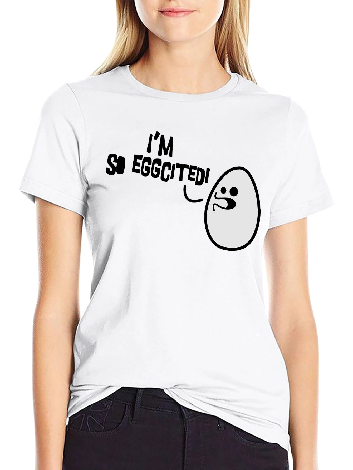 Im So Eggcited! Funny Egg Humor Black T-Shirt