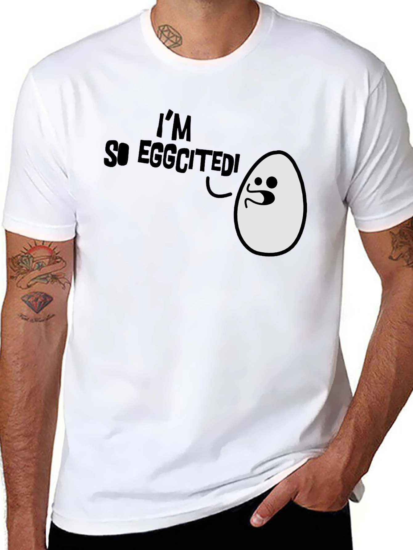 Im So Eggcited! Funny Egg Humor Black T-Shirt