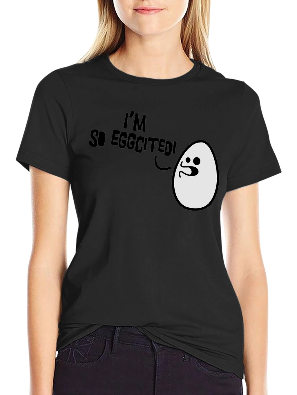 Im So Eggcited! Funny Egg Humor Black T-Shirt
