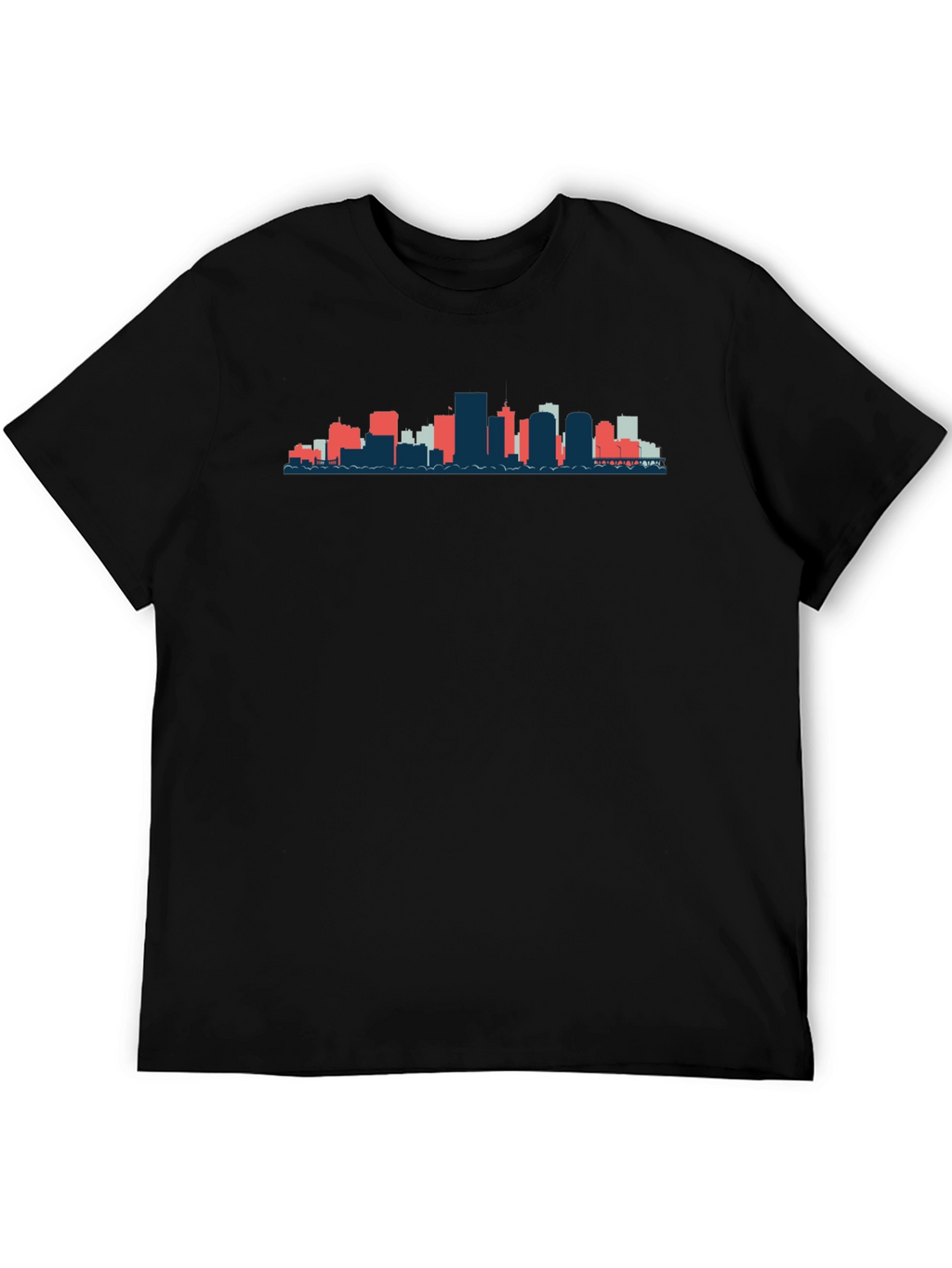 Black T-Shirt with City Skyline Graphic