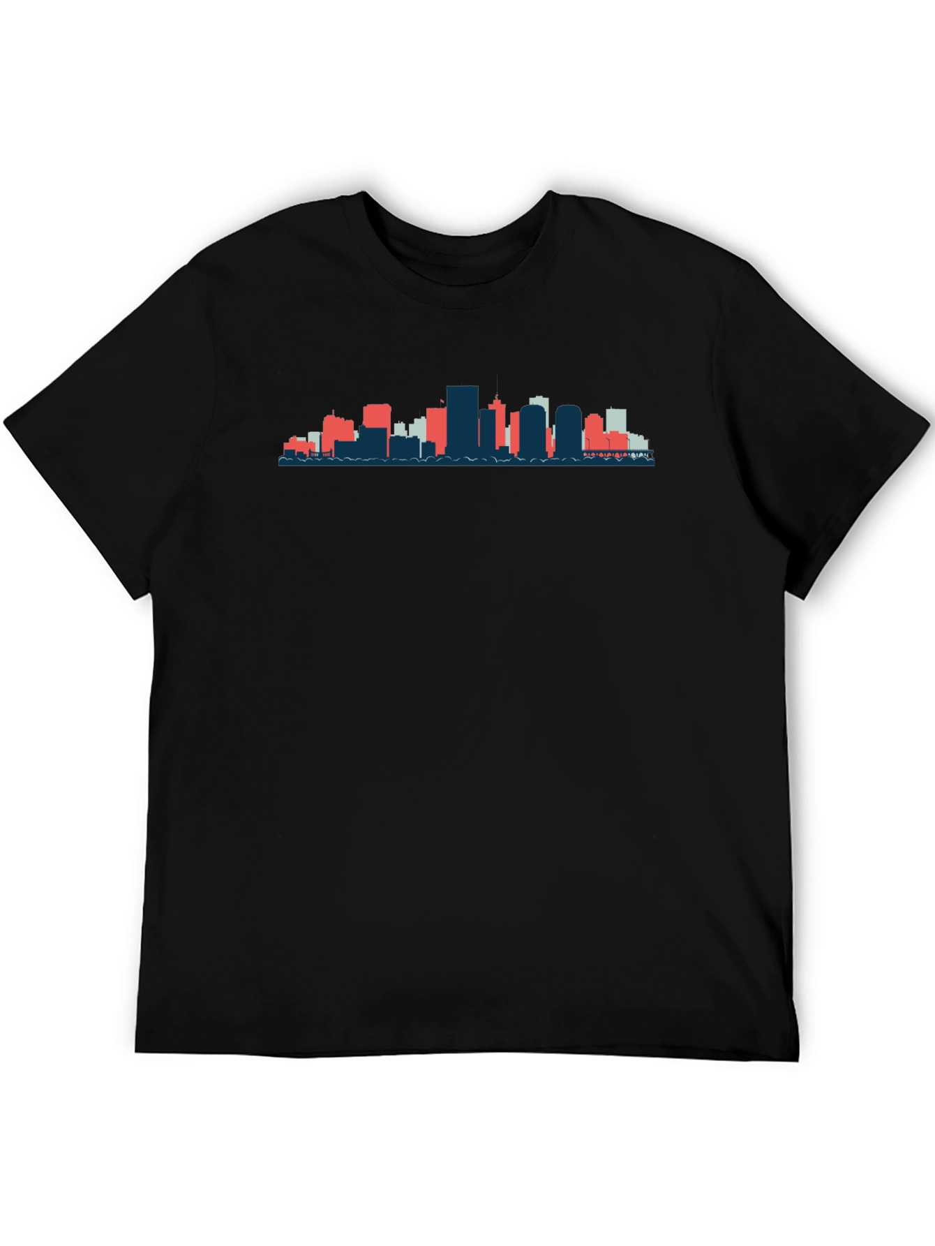 Black T-Shirt with City Skyline Graphic