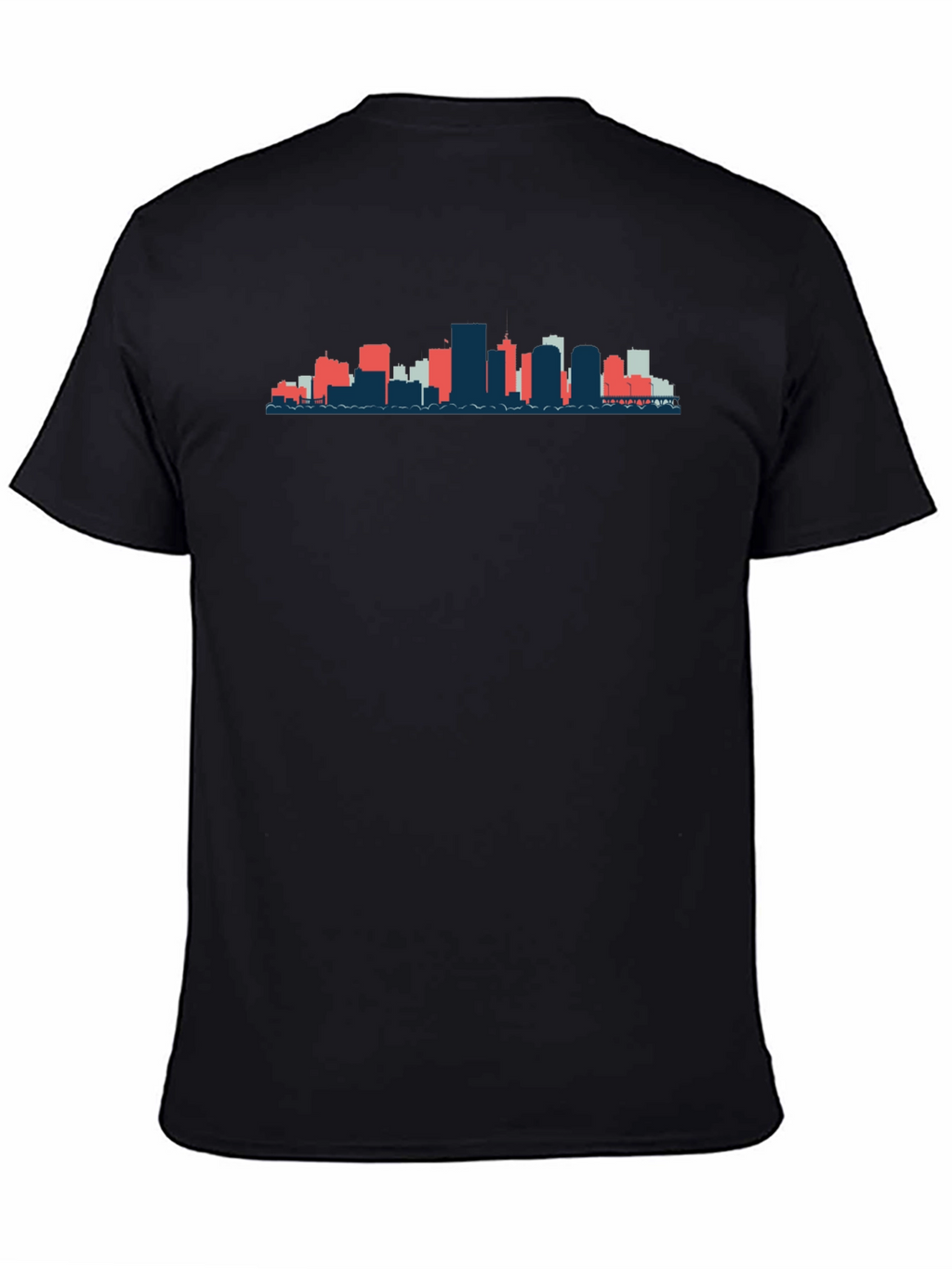 Black T-Shirt with City Skyline Graphic