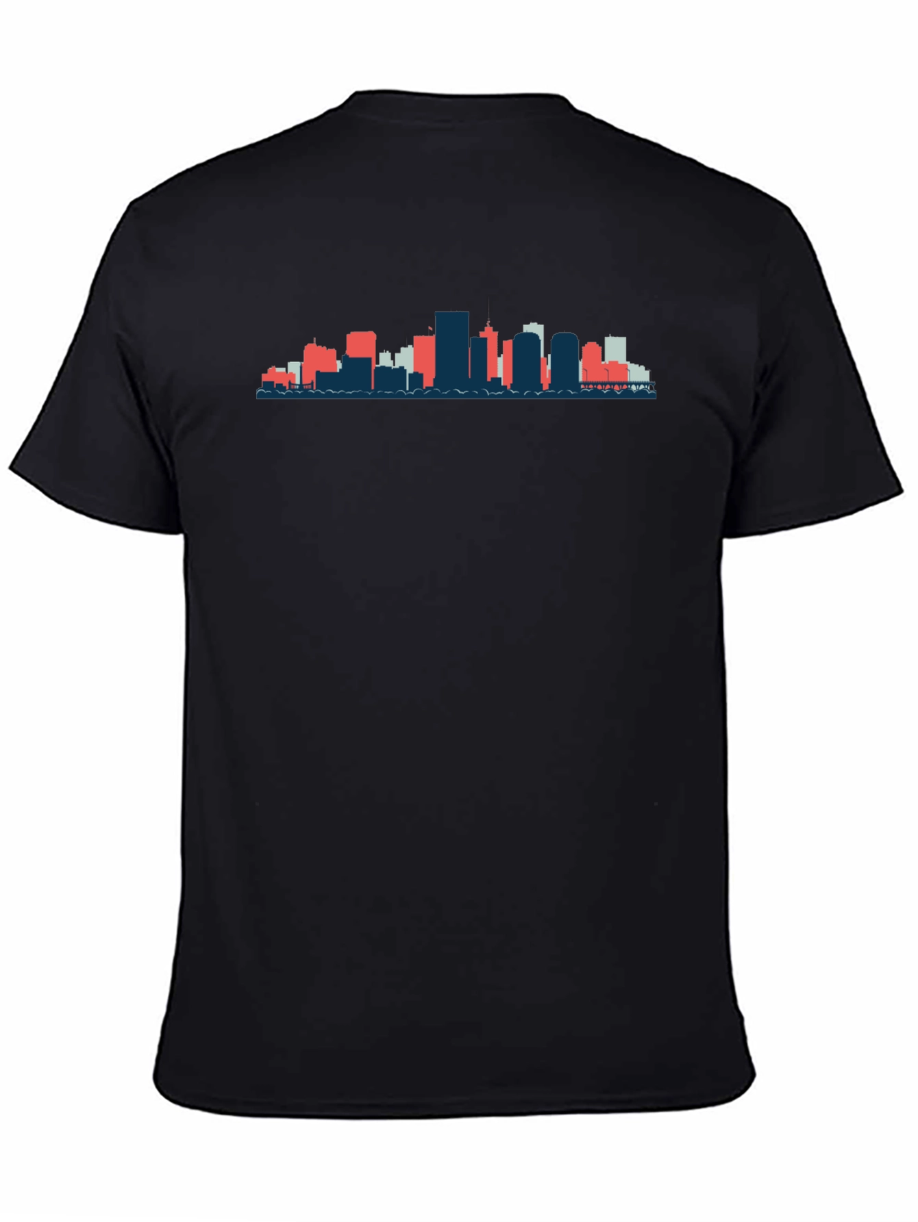 Black T-Shirt with City Skyline Graphic