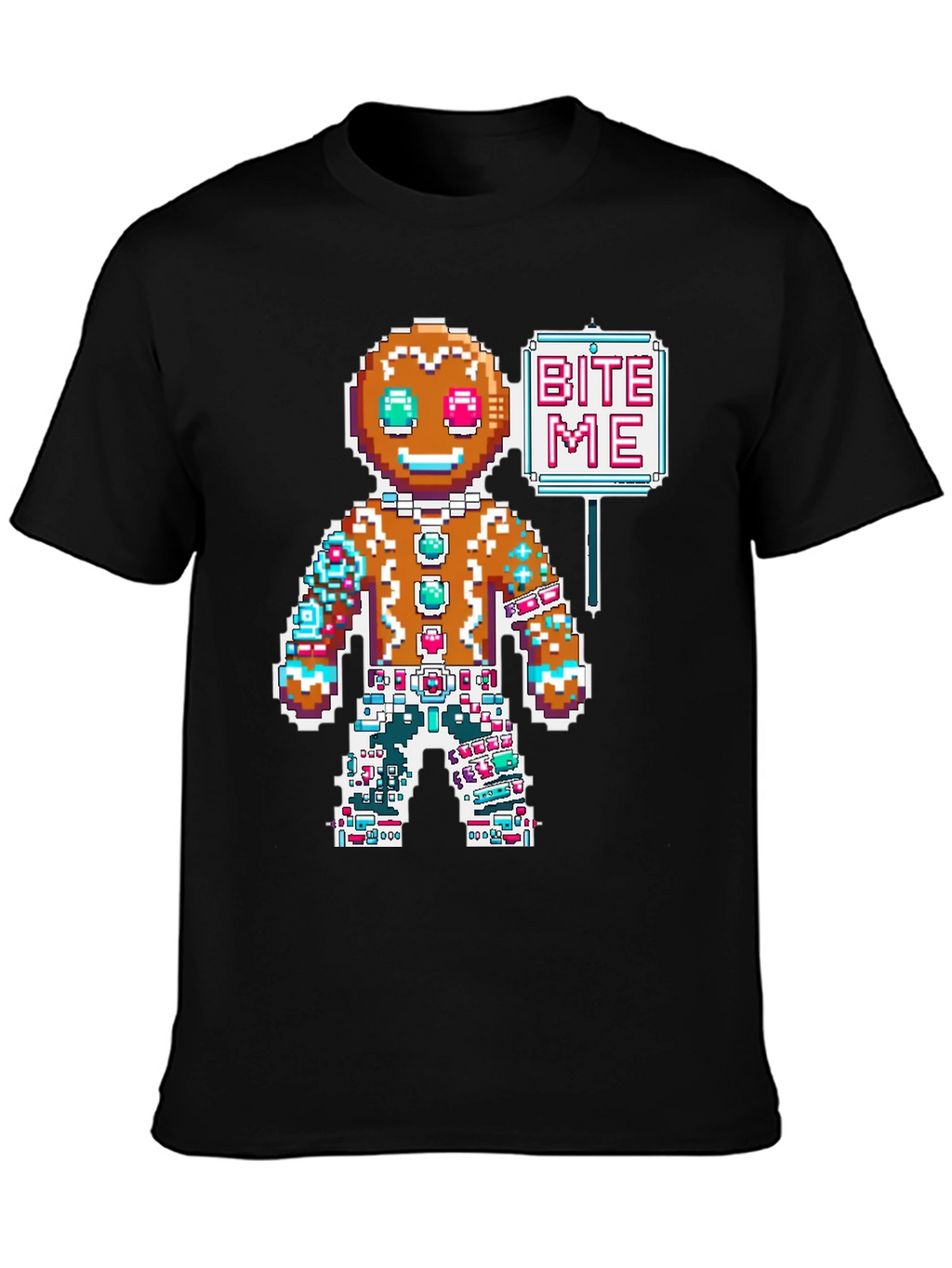 Bite Me Gingerbread Pixel T-Shirt