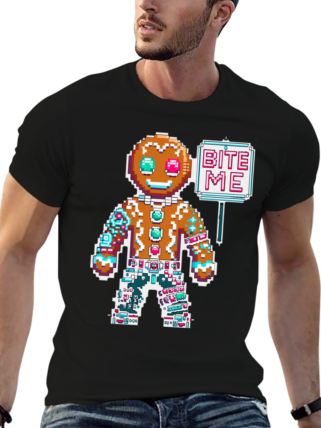 Bite Me Gingerbread Pixel T-Shirt