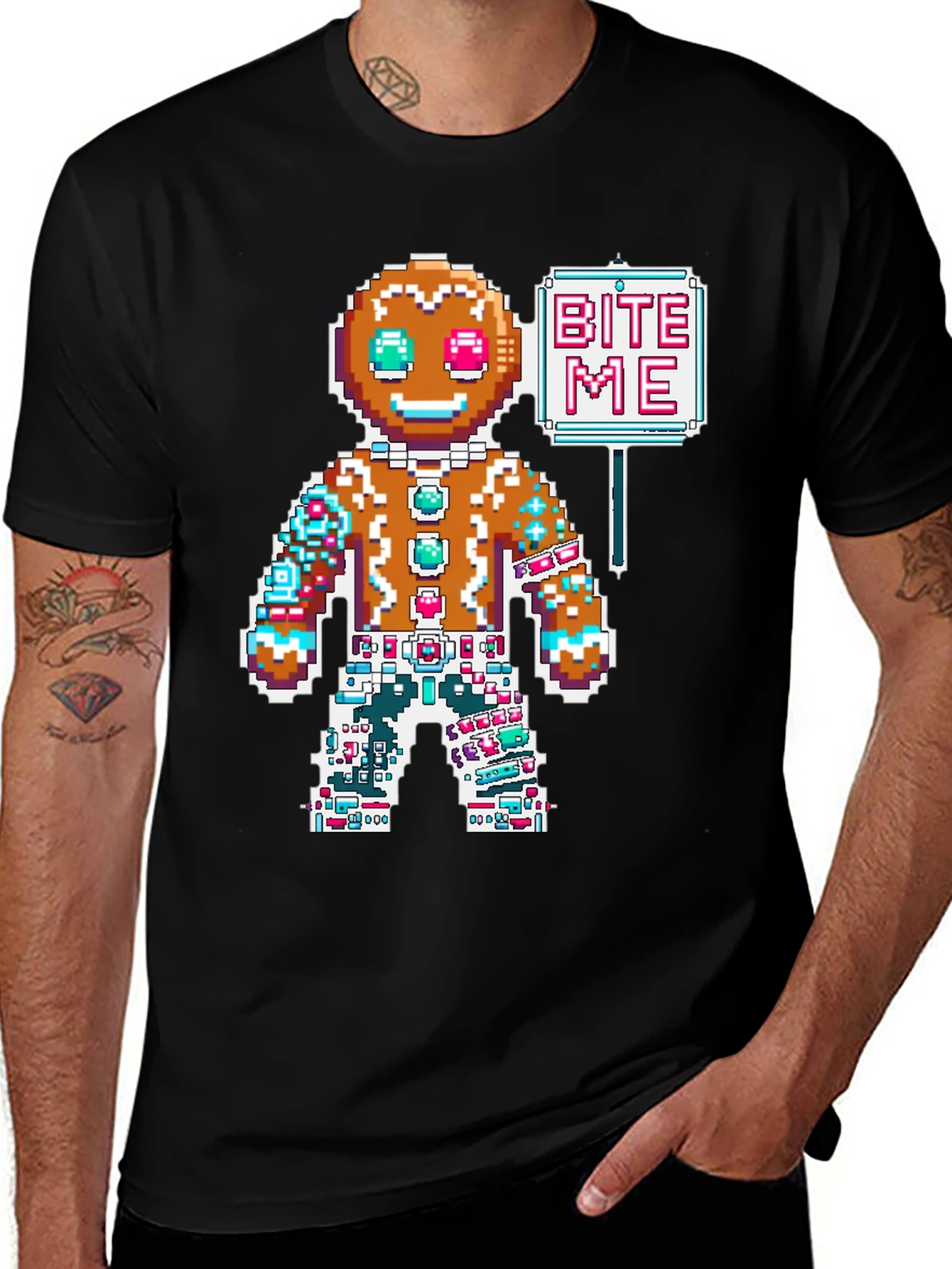Bite Me Gingerbread Pixel T-Shirt