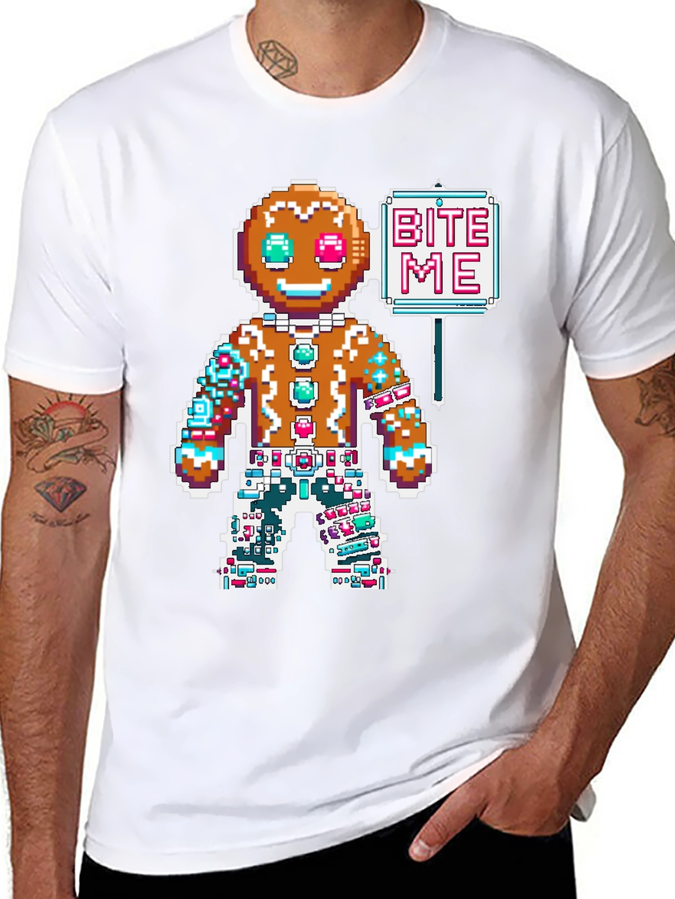 Bite Me Gingerbread Pixel T-Shirt