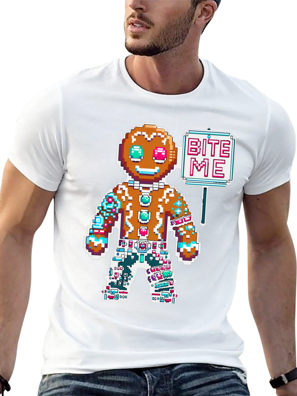 Bite Me Gingerbread Pixel T-Shirt