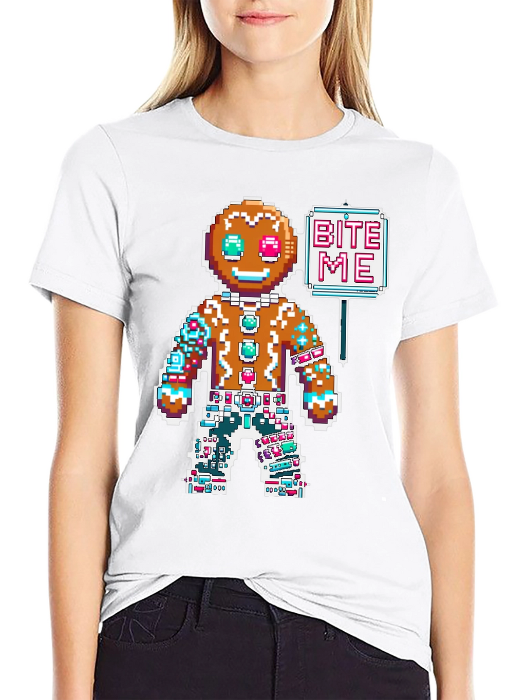Bite Me Gingerbread Pixel T-Shirt