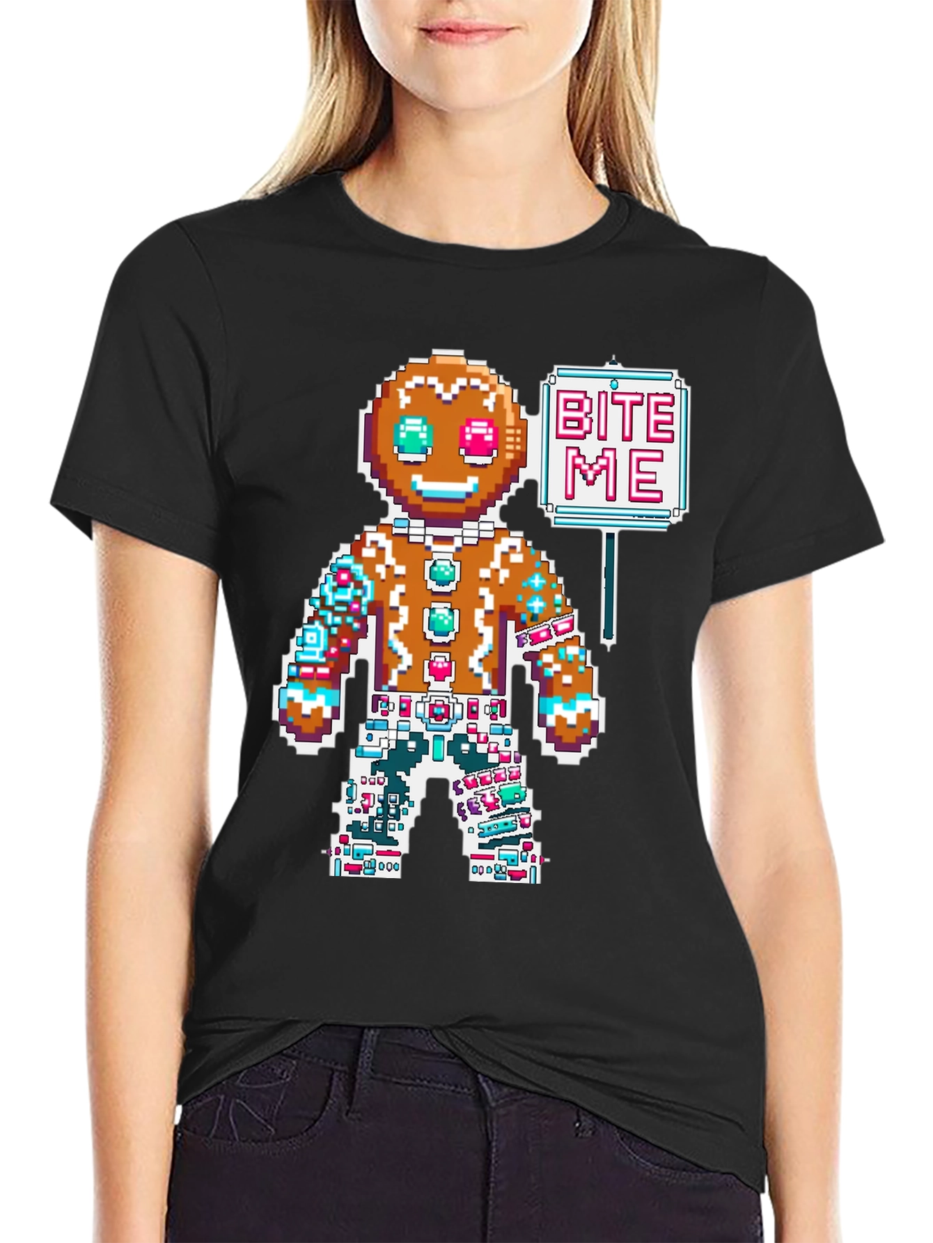 Bite Me Gingerbread Pixel T-Shirt