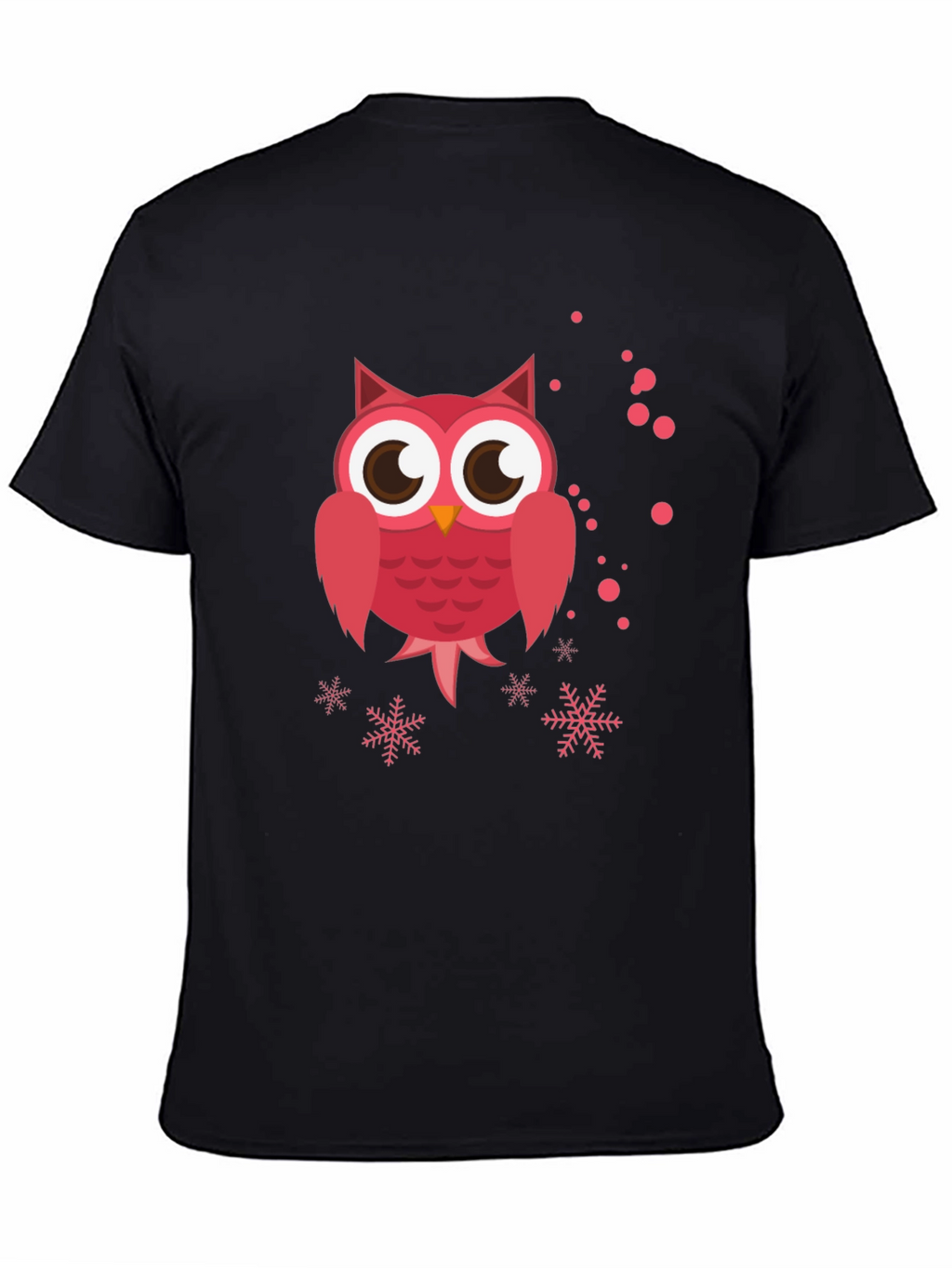 Cute Pink Owl Graphic Black T-Shirt