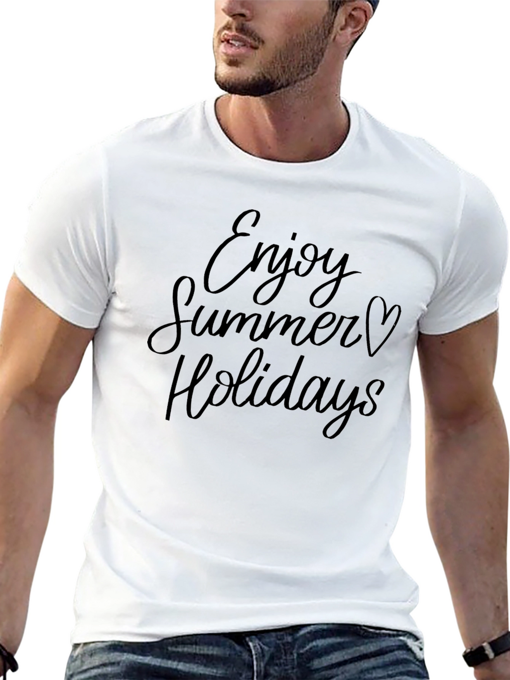 Summer Holiday Graphic Tee - Soft Black T-Shirt