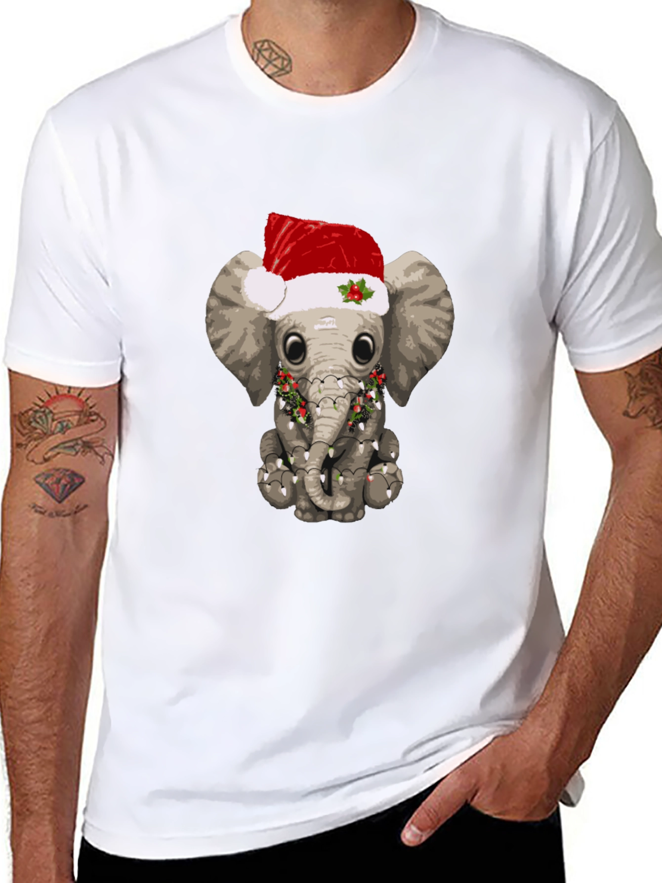 Festive Elephant T-Shirt - Holiday Animal Tee