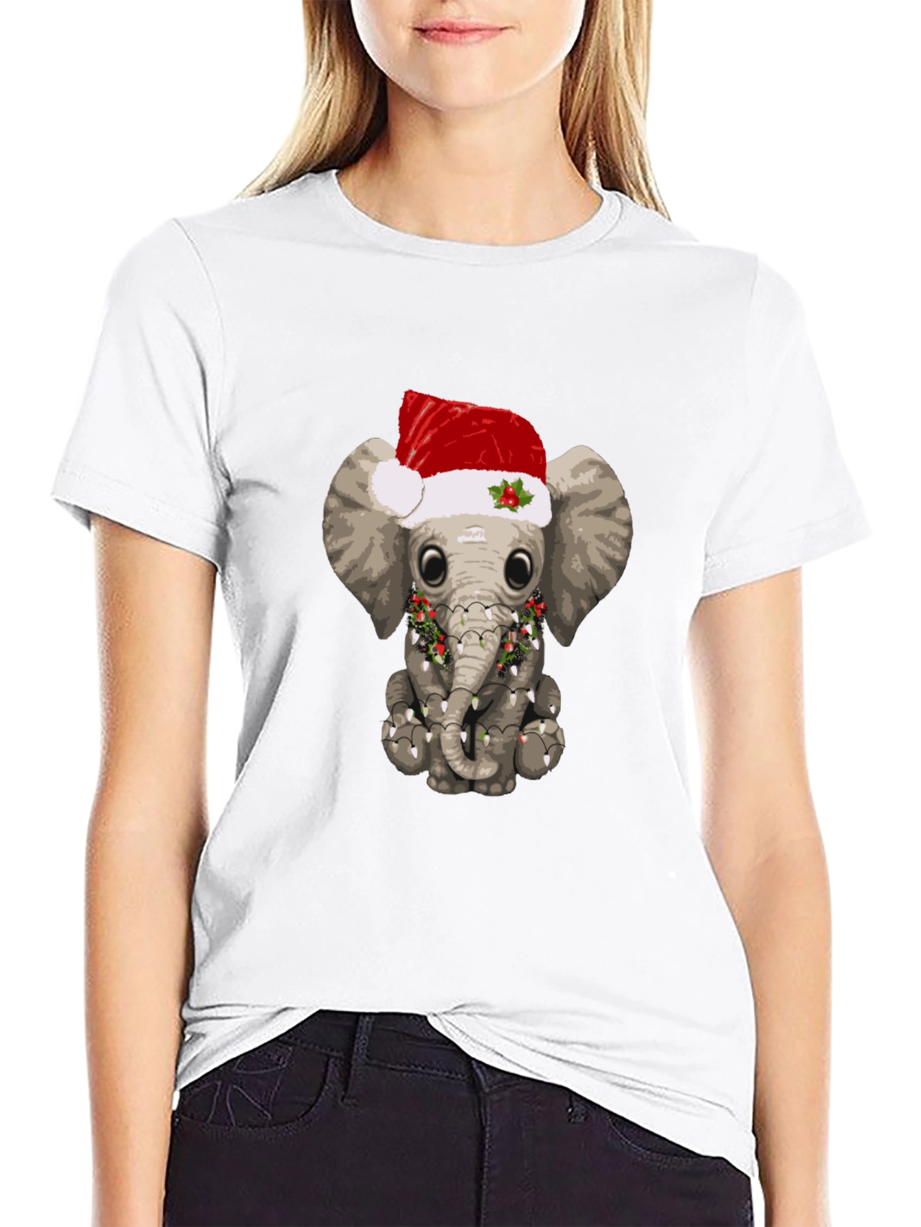 Festive Elephant T-Shirt - Holiday Animal Tee