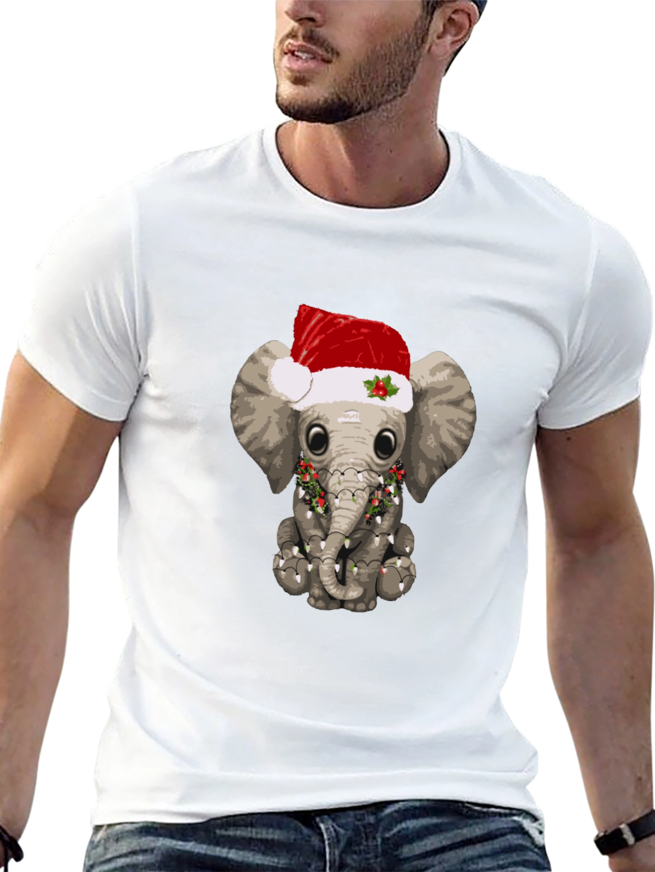 Festive Elephant T-Shirt - Holiday Animal Tee