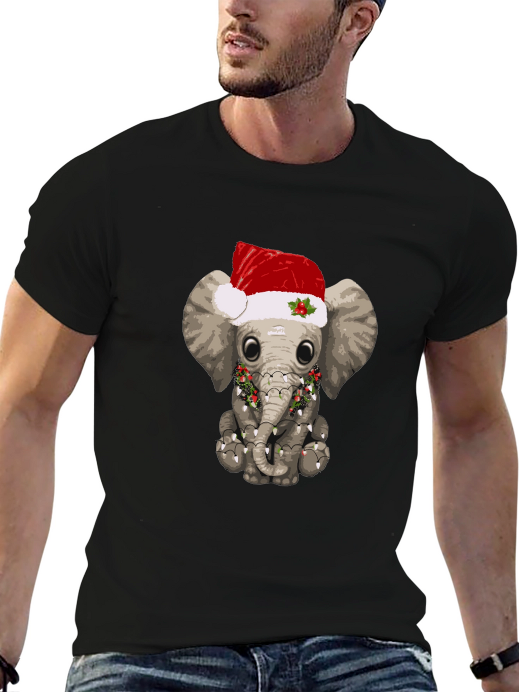 Festive Elephant T-Shirt - Holiday Animal Tee
