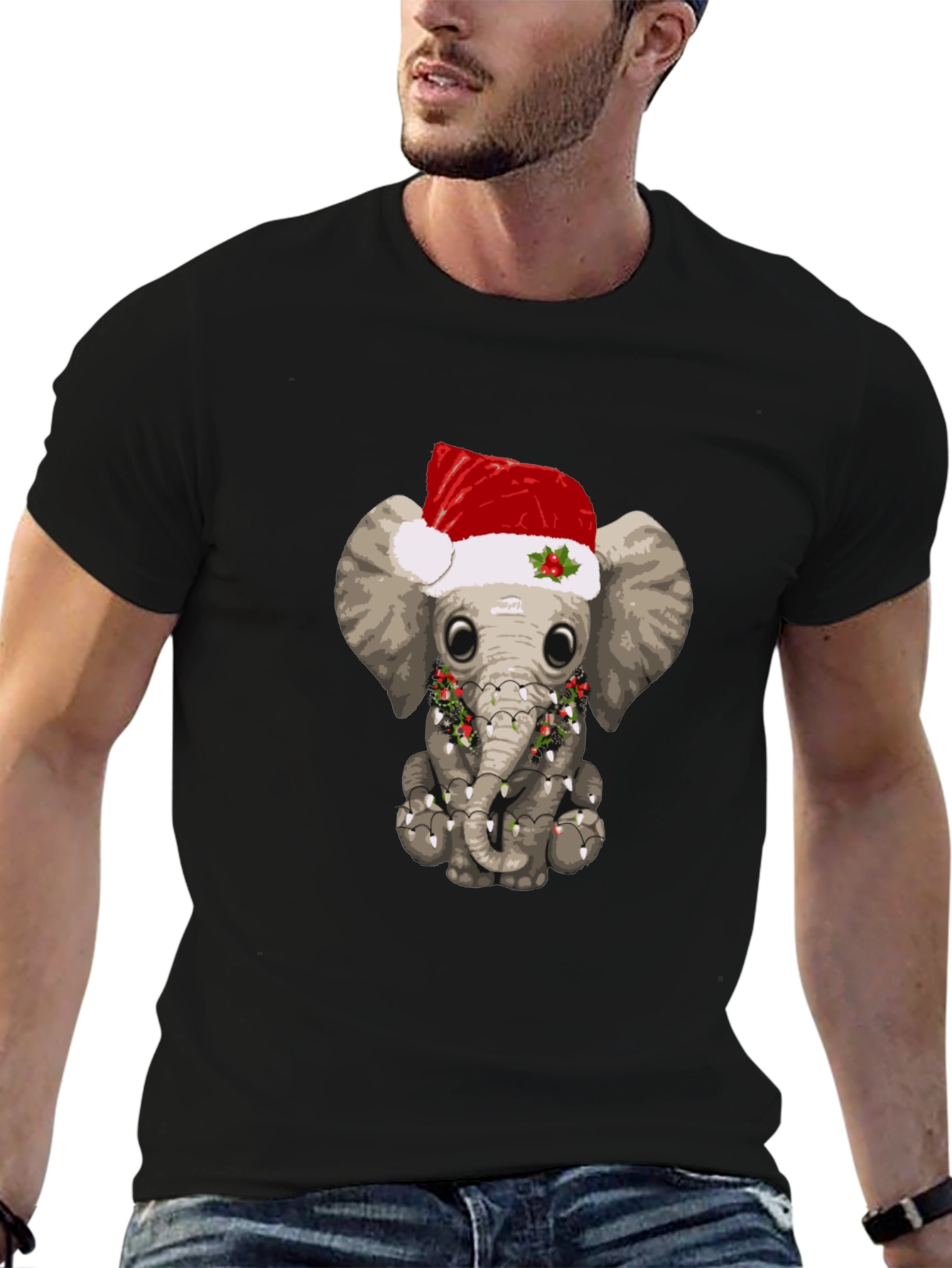 Festive Elephant T-Shirt - Holiday Animal Tee