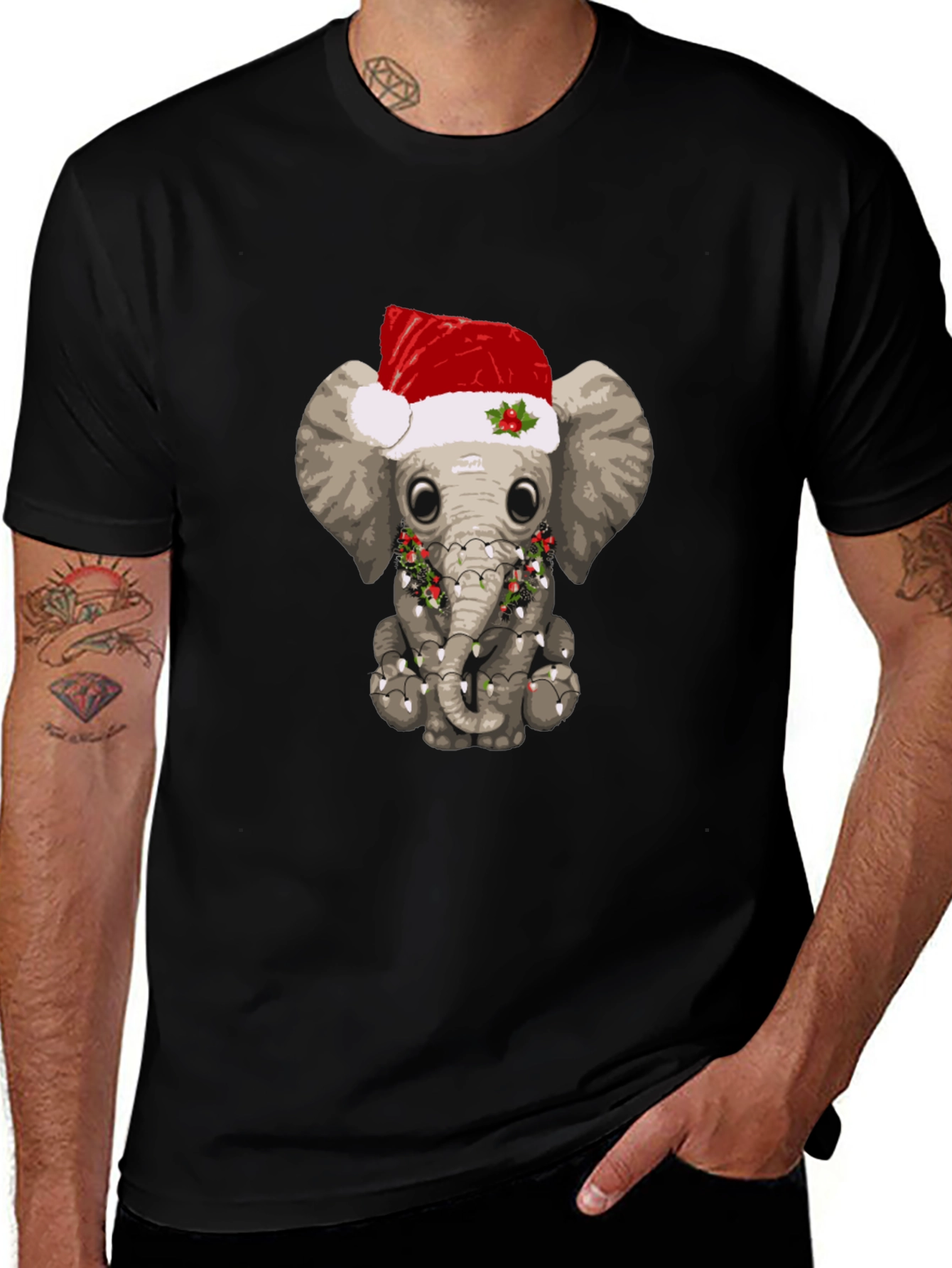 Festive Elephant T-Shirt - Holiday Animal Tee