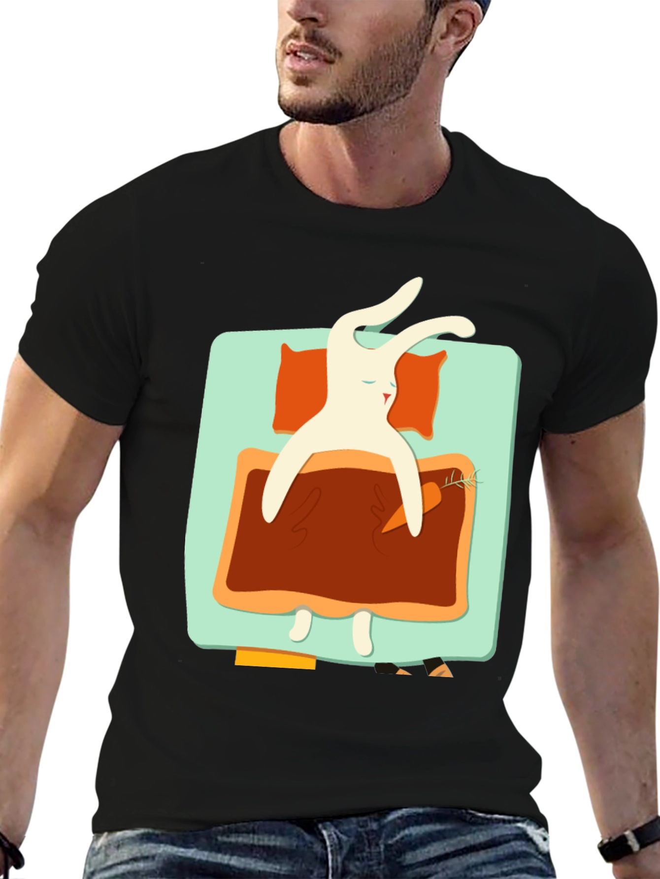 Sleeping Rabbit Graphic T-Shirt - Cozy & Cute