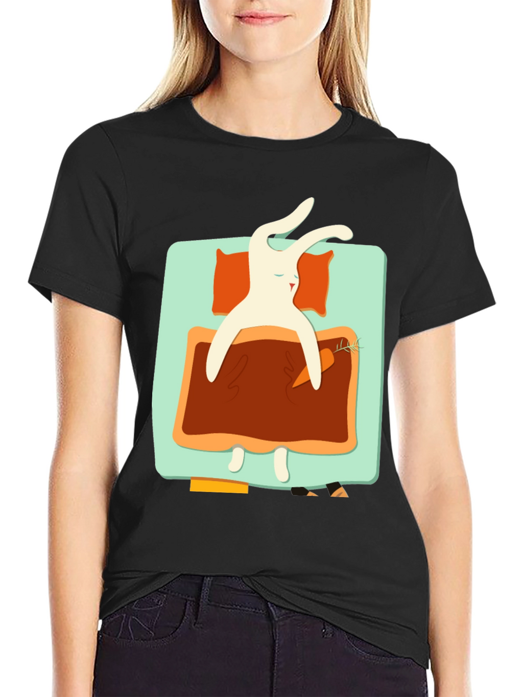 Sleeping Rabbit Graphic T-Shirt - Cozy & Cute