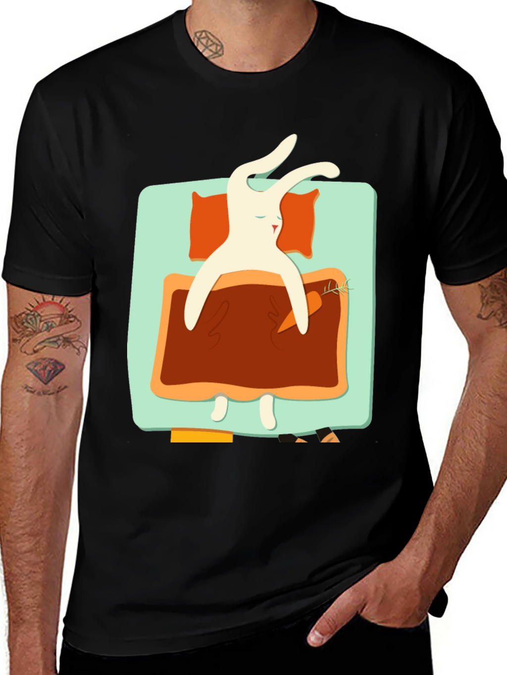 Sleeping Rabbit Graphic T-Shirt - Cozy & Cute