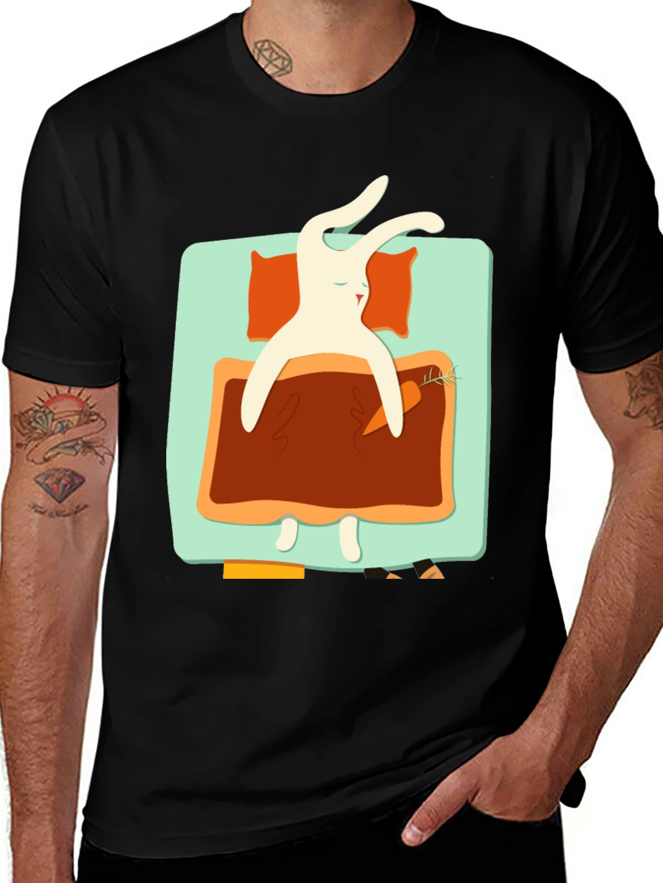 Sleeping Rabbit Graphic T-Shirt - Cozy & Cute