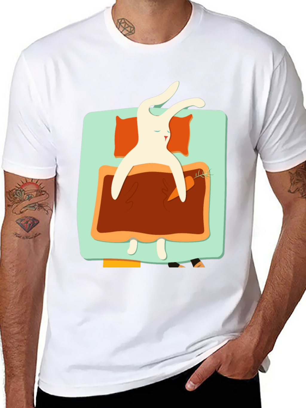 Sleeping Rabbit Graphic T-Shirt - Cozy & Cute