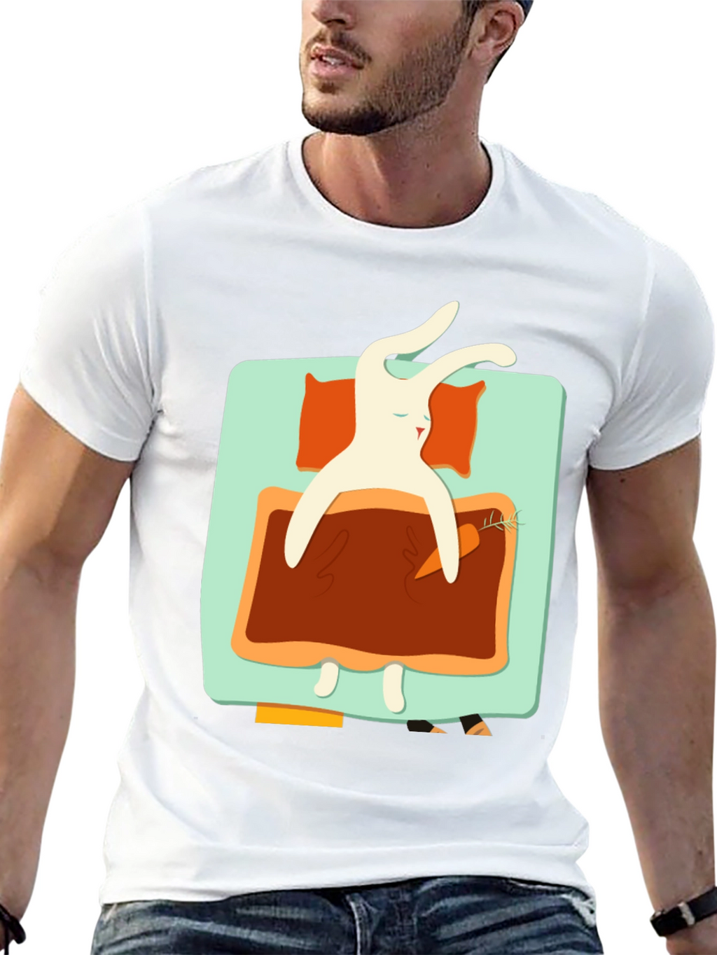 Sleeping Rabbit Graphic T-Shirt - Cozy & Cute