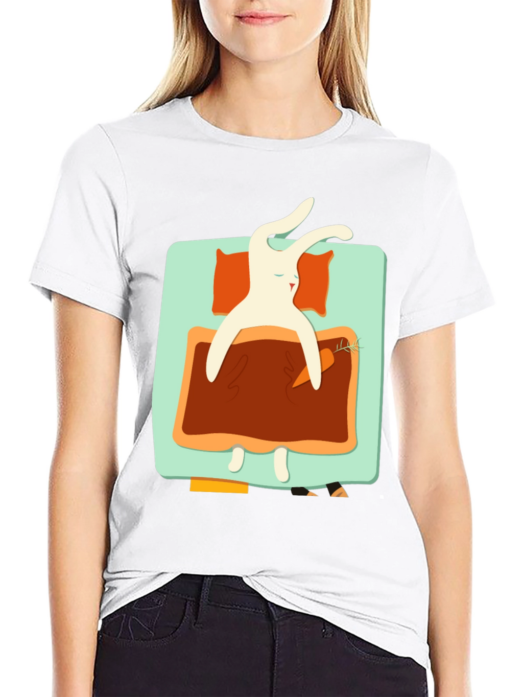 Sleeping Rabbit Graphic T-Shirt - Cozy & Cute