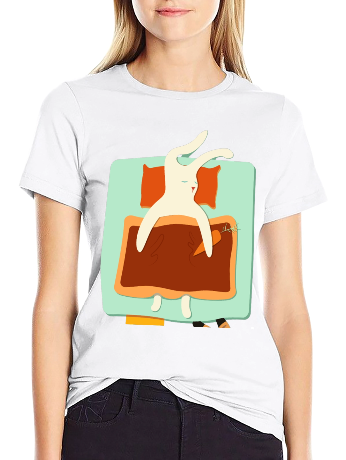 Sleeping Rabbit Graphic T-Shirt - Cozy & Cute