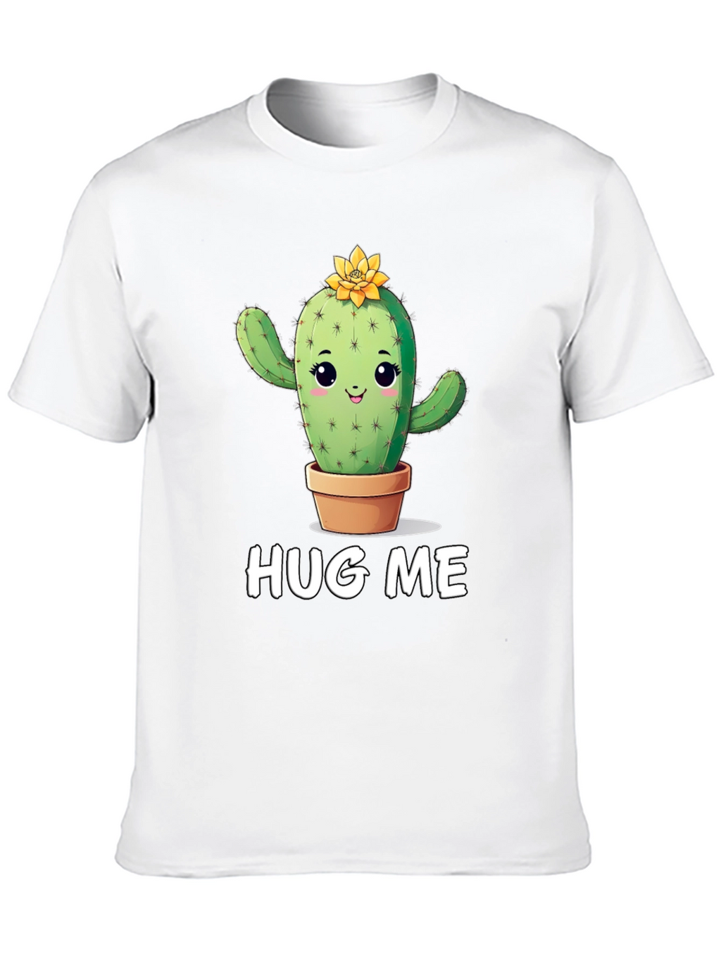 Cute Cactus Graphic T-Shirt - Hug Me! Black Tee