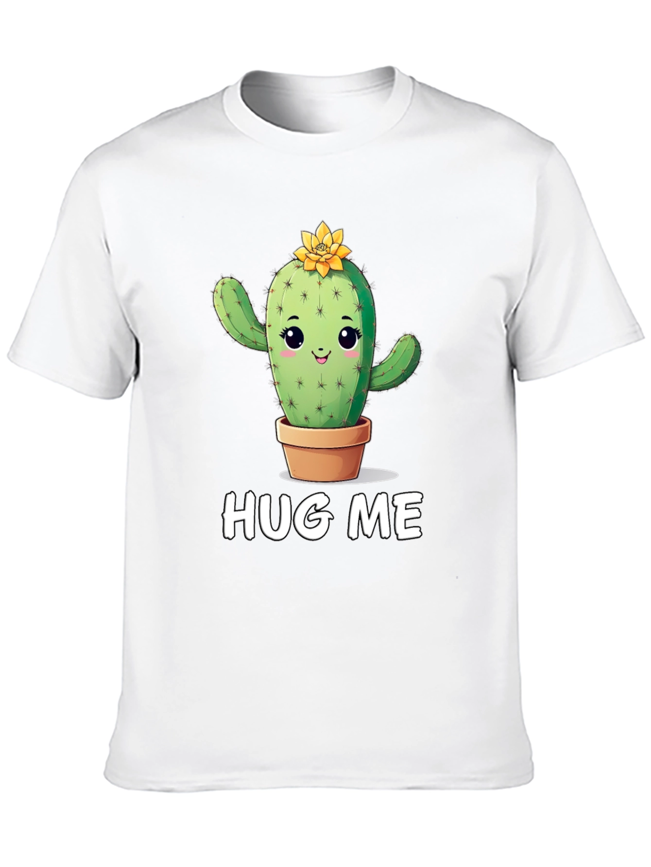 Cute Cactus Graphic T-Shirt - Hug Me! Black Tee