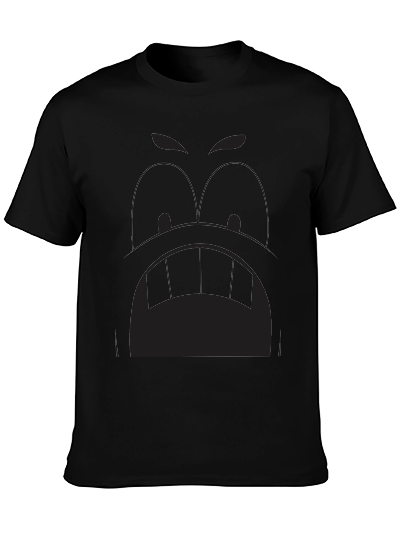Cartoon Face Graphic Tee - Black
